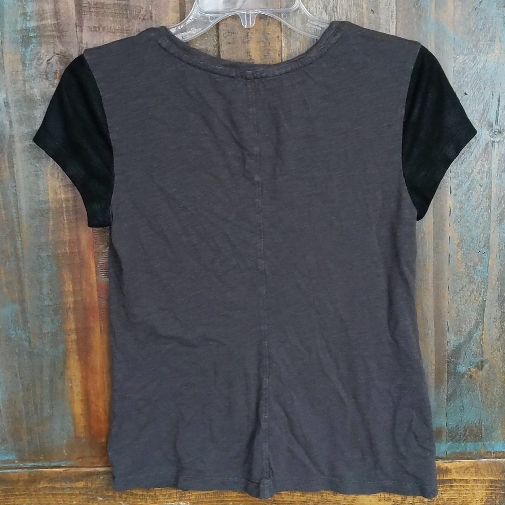 Express NYC Rodeo T-Shirt w/ Faux Leather Sleeves - Y2K - Grunge - Women's Small - Picture 4 of 5